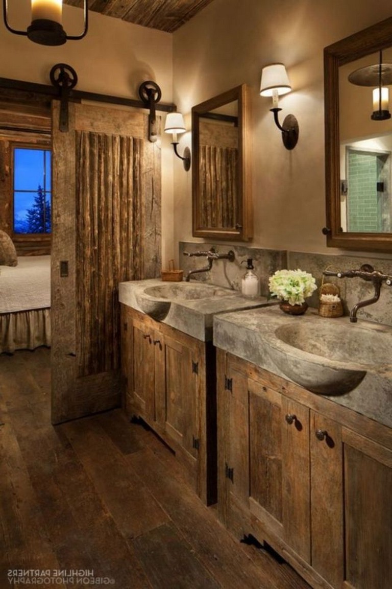 65+ Beautiful Rustic Farmhouse Style Bathroom Design Ideas - Page 33 of 65