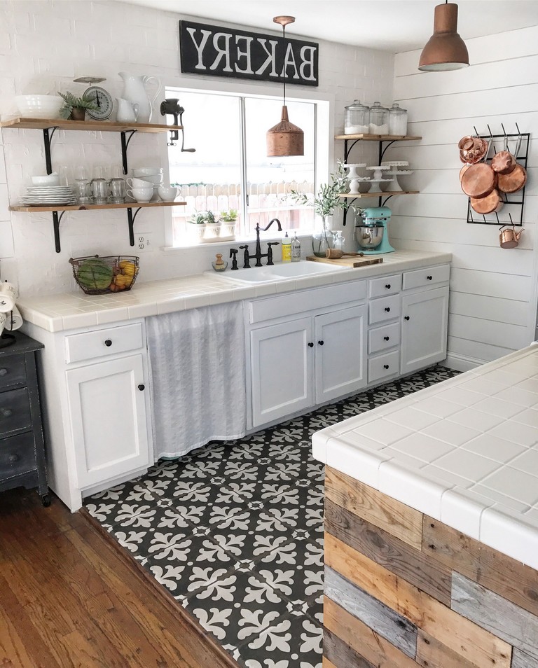 Black And White Kitchen Floor - SESTOURS DECOR